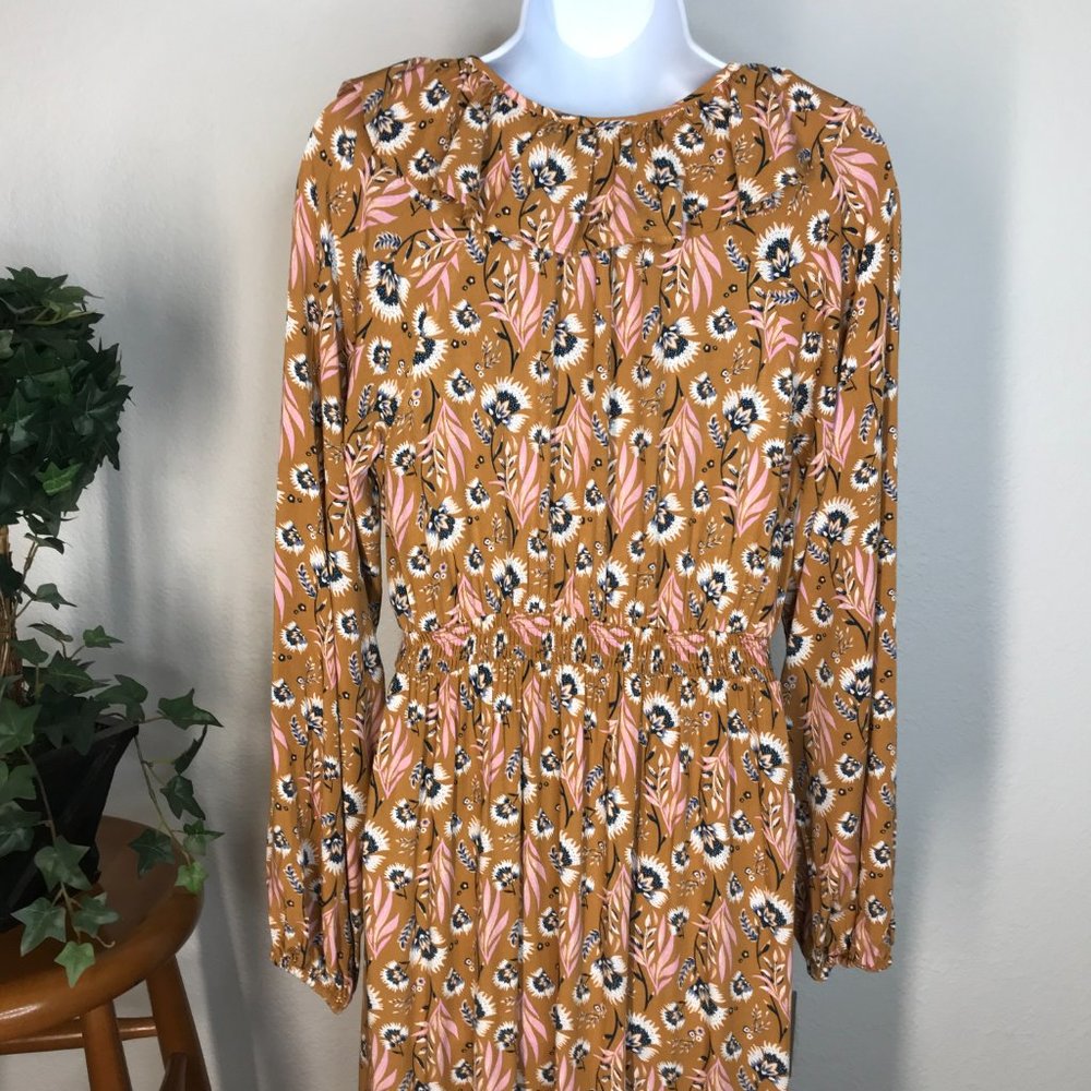 Universal Thread L/S Dress | Brown Floral | X-Small - Picture 9 of 12